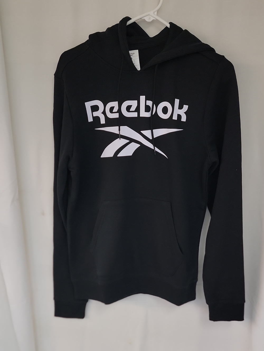 Reebok Men’s Black Crewneck Hoodie with White Logo